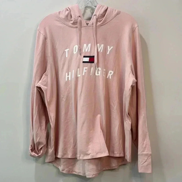 Tommy Hilfiger Roll Up Sleeve Graphic Logo Hoodie Tee 1X NWT - Picture 1 of 12